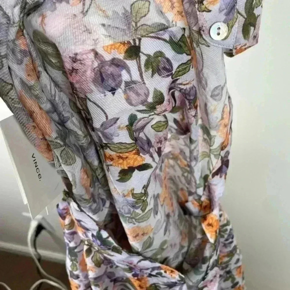 Vince Floral Wisteria Vine Button-Up Blouse - Picture 7 of 10